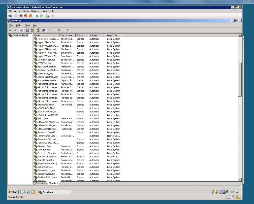 SBS 2003 services